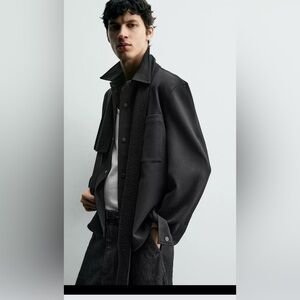 NWT Zara Comfort Non-Iron Overshirt in Gray , size M